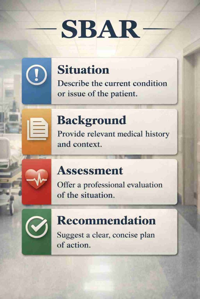 SBAR (Situation, Background, Assessment, Recommendation) framework for healthcare communication